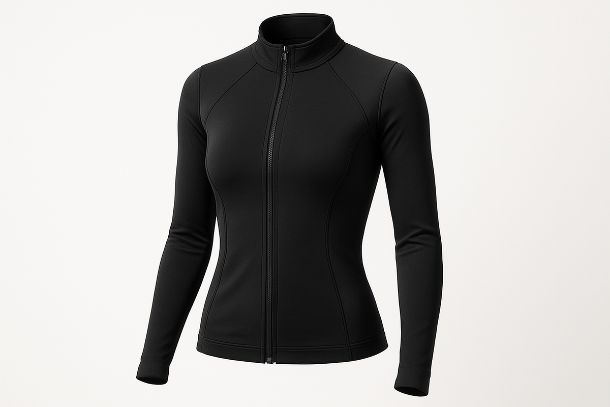 Black fit women activewear jacket made of 78% polyamid and 22%elastene