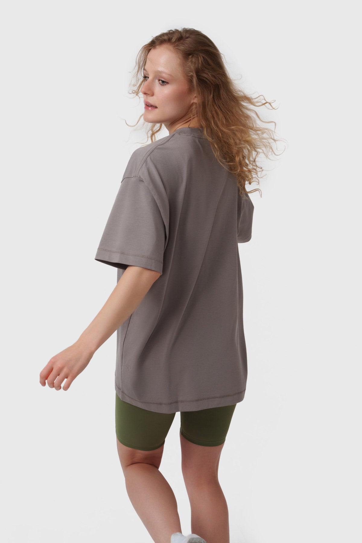 NALA Stone Grey Oversized Tee – 100% Organic Cotton