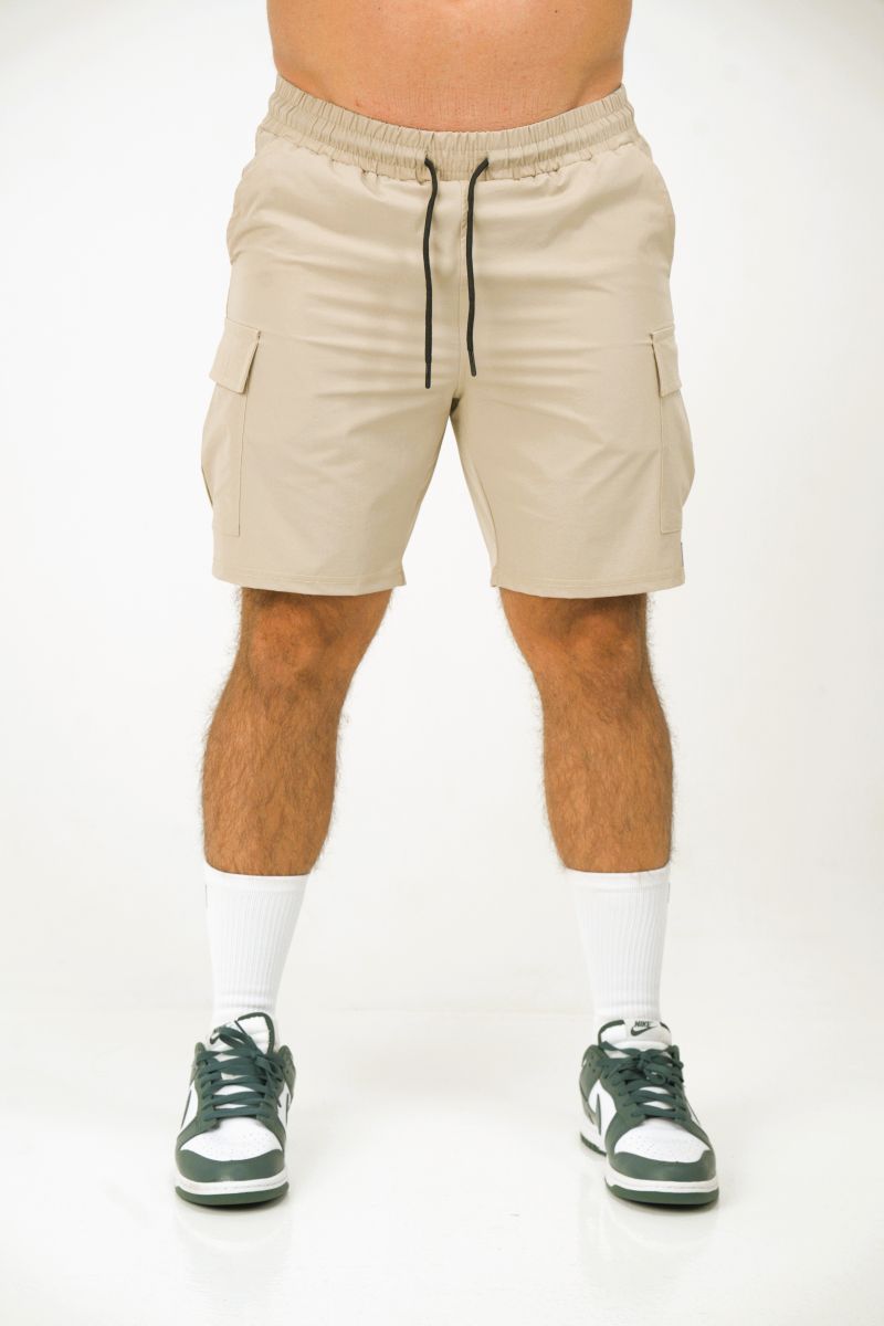 Khaki Performance Shorts for Men | NALA Activewear – Nylon & Spandex, Gym & Casual Comfort