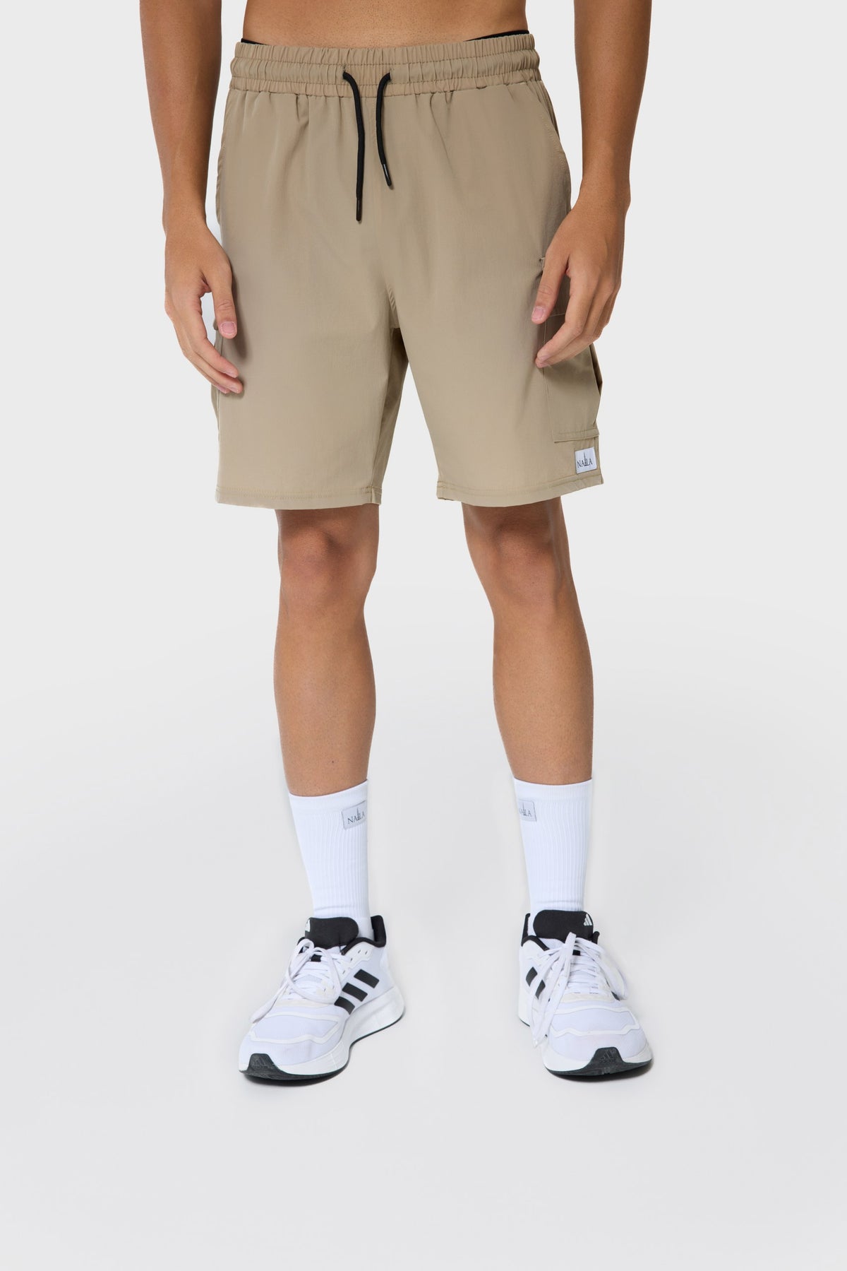 Khaki Performance Shorts for Men | NALA Activewear – Nylon & Spandex, Gym & Casual Comfort